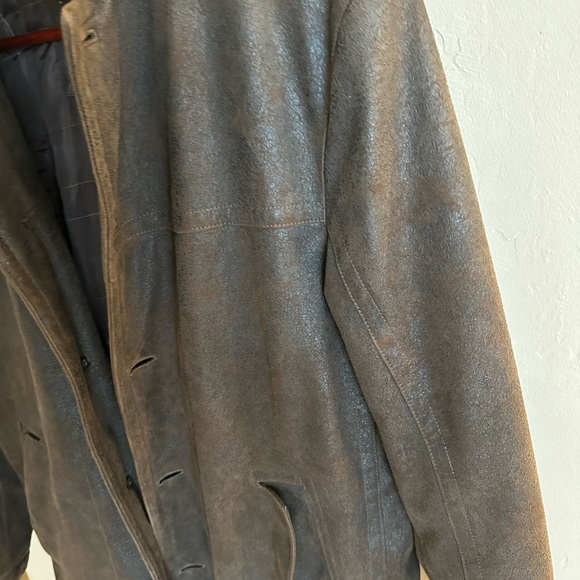 Stones faux leather heavy duty coat with textured leather brown style ,size 42/L - Picture 3 of 9